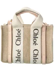 Chlo Woody Mini Canvas & Leather Tote NoSize Pink