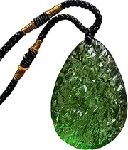 [Wedhapy] Gemstone Necklace Moldavite Necklace, Green Glass Irregular Shape Moldavite Crystal Pendant with String, Czech Gemstone Jewelry Rough Crystal
