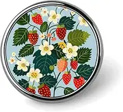 [FZMVSQH] Strawberries And Flowers Printed Round Button Pin Badges Metal Pinback Buttons 1 Inch Pins for Hat Shirt Clothing Bags Decoration, Circular, Aluminum, Circular, Aluminum