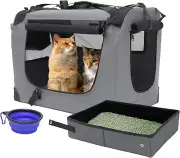 Large Cat Carrier 24"X16.5"X16.5" Soft-Sided Portable Pet Crate for Car Travelin