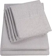 Sweet Home Collection 6 Piece Bed Sheets 1500 Thread Count Fine Microfiber Deep Pocket Set-Extra Pillow Cases, Value, Double, Classic Stripe Gray