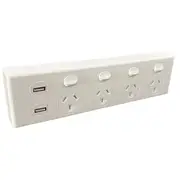 3A AU Quad Power Point 10A 250v with 2 USBs – 4 Gang GPO Socket Outlet - White