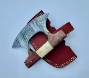 CUSTOM HANDMADE FORGED DAMASCUS STEEL ULU KNIFE CHEF KITCHEN KNIFE BONE & WOOD