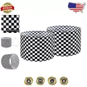 Elegant 2-Piece Black & White Checkered Lamp Shade Set for Sophisticated Decor
