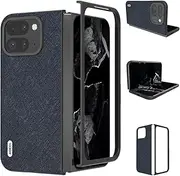 Phone Filp Case Genuine Leather Case Compatible with Google Pixel 9 Pro Fold Phone Case, Genuine Leather Back Cover Protective Phone Case Slim Case Anti-Drop Cover Compatible with Google Pixel 9 Pro F