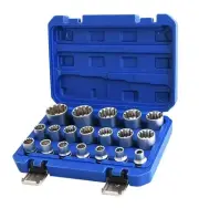 Spline Socket Set 1/2" Drive Universal Metric 8-32mm 12-point Cr-V Socket Set...