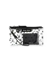 Miu Miu Wristlet Purse Bag NIB Clear Star Print PVC with Credit Card Case $499