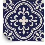 [Namly Design] Tiles Sticker - Vintage Tile Decals / Navy Blue and White / 02 / 24 pcs