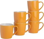 Argon Tableware Coloured Coffee Mugs - Yellow - 350ml - Pack of 6 - Gloss Ceramic Stoneware Latte Cappuccino Cups Hot Chocolate Cups Colourful Mug Set with Handle