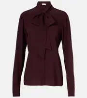 [Stella McCartney] Stella McCartney Tie-neck silk top AU 6 burgundy