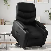 Recliner Chair, Recliners Sofa for Living Room Single Chairs, Padded Reclining Manual Lounge Seat, Space Saving Slim, Elderly, Black Faux Leather