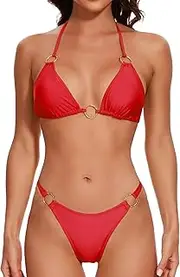 [Evolyline] Brazilian Bikini Women's Set Tummy Control Push Up Sexy Classic Triangle String Thong Bikini Sets for Women Low Waist Swimwear Swimsuit Bikini Bottoms Two Piece Swimsuit