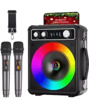 Karaoke Machine, Portable Bluetooth 2 Wireless Microphones, 5.1 Speaker Light..
