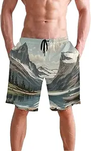 [XYMZR] Men's Swim Trunks National Park Boat Quick-Dry Bathing Suit Swimming Board Shorts S