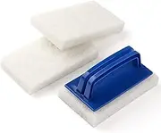 Handled Bath Scrubber, Bathroom Scouring Pad, Heavy Duty Cleaning Sponge Scrub Brush, Non-Scratch Remove Soap Scum, for Cleaning Shower Tile Bathtube Sink Spas Hot Tubs, Swimming Pool Step & Corner