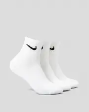 [Nike] Nike Men's Everyday Cushion Socks 3 Pack in White/Black Size Large L White/Black