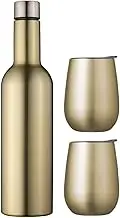 Double Wall Insulated Wine Traveller Set, Champagne Gold