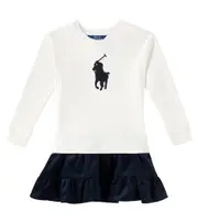 [Polo Ralph Lauren Kids] Polo Ralph Lauren Kids Logo jersey and corduroy dress Y 1,5-2 white