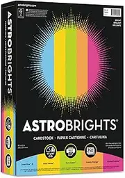 Astrobrights 99904 Color Cardstock -Bright Assortment, 8 1/2 x 11, 5 Colors, 65lb, 250 Sheets