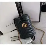 二手精品 GUCCI GG MARMONT MINI BUCKET BAG 黑色 迷你款 水桶包 575163