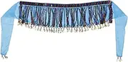 [SAFIGLE] Belt Skirts Dance Hip Scarf Sequin Tassel Skirt Wrap Dancers Belt Sequin Skirt Belly Dancer Scarf Coin Skirt Wrap Belly Dancing Scarf Hip Scarf Chiffon Black