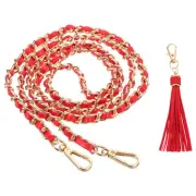 47 Inch Purse Chain Strap Purse Strap Replacement with Tassel, Red/Gold