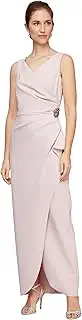 Alex Evenings Women's Slimming Long Side Ruched Dress with Cascade Ruffle Skirt