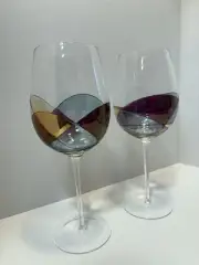 Bezrat Red Wine Glasses Set of 2, Hand Painted Wine Glass