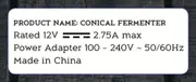 Grainfather Conical Fermenter Power Adaptor
