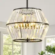 Black Crystal Chandelier Farmhouse Semi Flush Mount Chandeliers 4-Lights Mode...