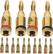 FELTECHELECTR Speaker Banana Plugs 12 Pairs 4mm Gold Plated Audio Connectors Sturdy for Sound System
