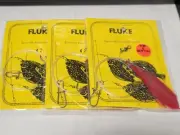3 NJ Hand Tied Hi-Lo English Hooks w/RED HAIR Fluke/Summer Flounder Rigs