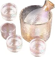 Wine Jug Glass Sake Set Colorful Sake Cup 1 Sake Pot 1 Sake Warmer Bowl 4 Sake Cups Japanese Style Sake Dispenser Sake Set Wine Glass