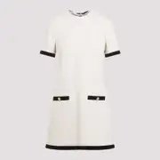 [Prada] Prada-Natural White Sable Mini Dress-Donna 40 IT