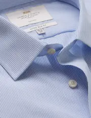 Hawes & Curtis Non-Iron Blue & White Fine Stripe Extra Slim Fit Shirt | Double Cuff Size: 17" collar, 37" sleeve