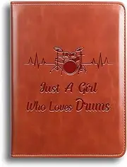 Drummer Gift Just A girl Who Loves Drum Leather Journal Notebook Musician Gifts Drum Percussion Gift Drum Player Gift Drum Lover Gift (Journal-Girl Loves Drums)