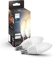 Philips Hue White Ambiance Smart Led Bulb Twin Pack [E14 Small Edison Screw] with Bluetooth, Compatible with Alexa, Google Assistant and Apple Homekit,2 Count (Pack of 1)