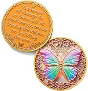 Secret of Change Sobriety Coin - Recovery Vibrant Butterfly AA Coins - Wings Addiction NA AA Chips and Medallions - Celebrate Living Clean Token Narcotics Alcoholics Anonymous Gifts for Women Men