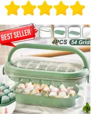 4 in 1 Ice Cube 54 Grids Ice Cube Tray Mould with Lid and Storage Box Scoop Sets
