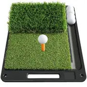 Premium Dual-Turf Golf Mat: Heavy Bottom Golf Hitting Mat with Ball Tray, Por...