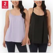 NWT 32 Degrees 2-Pack Flowy Bra Camis Size Small Black Lilac Stretch