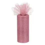 6" 25 Yards Glitter Tulle Ribbon Rolls Netting Fabric Light Red