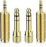 DIGITNOW Headphone Adapter 6.35mm (1/4 Inch) Male to 3.5mm (1/8 Inch) Female and 3.5 mm Male Plug to 6.35 mm Female Jack, Audio Stereo TRS Converter Adapters (4 -Pack Gold Plated)