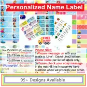 Personalised kids Name Label preschool go to school water proof sticker cartoon