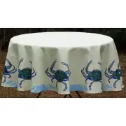 Betsy Drake Blue Crab 68 Inch Round Table Cloth