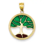 14k Yellow Gold Enameled Tree of Life Pendant K4271