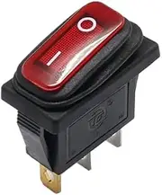 KLVN New On Off Rectangle Long Rocker Switch with Waterproof IP67 Cover Car Dash SPST KCD3 3PIN(Red O I Mark)