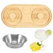 Margarita Salt Rimmer Bamboo Bar Glass Rimmer w/ Spice Container Bartender Tool₴