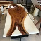 White Epoxy Resin Bar Counter & Dining Table Top Conference Meeting Desk