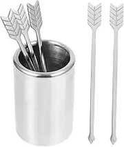 TEHAUX Dessert Fork Set Stainless Steel Stirrer Reusable Stirrers for Coffee Tea and More Storage